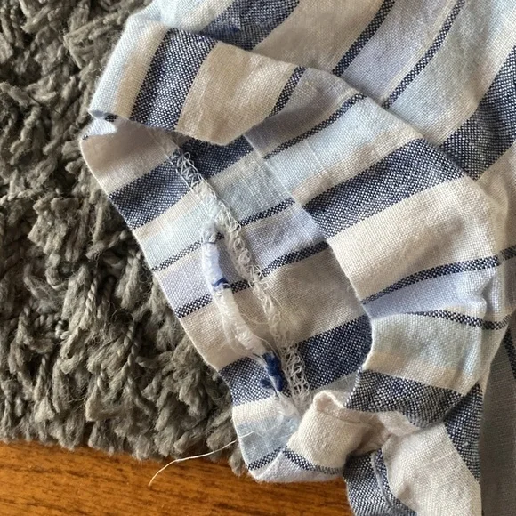 Madewell Linen Side-Button Striped Easy Dress Size XXS - Picture 11 of 16